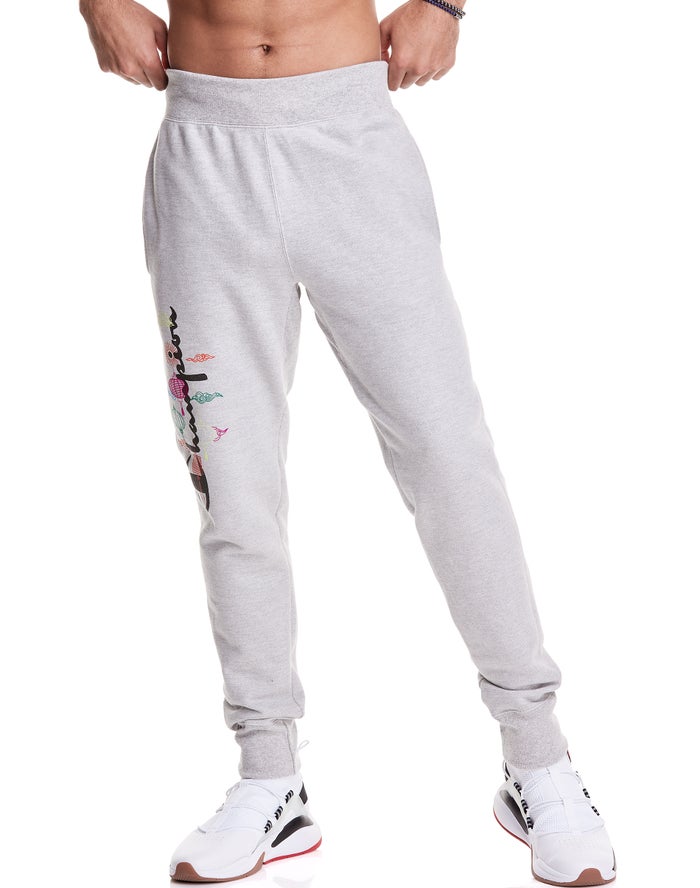 Champion Reverse Weave Lunar C With Lanterns Erkek Joggers Gri ( UGMBXA295 )